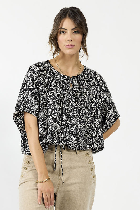 1293 - Liberty Top - Black Paisley