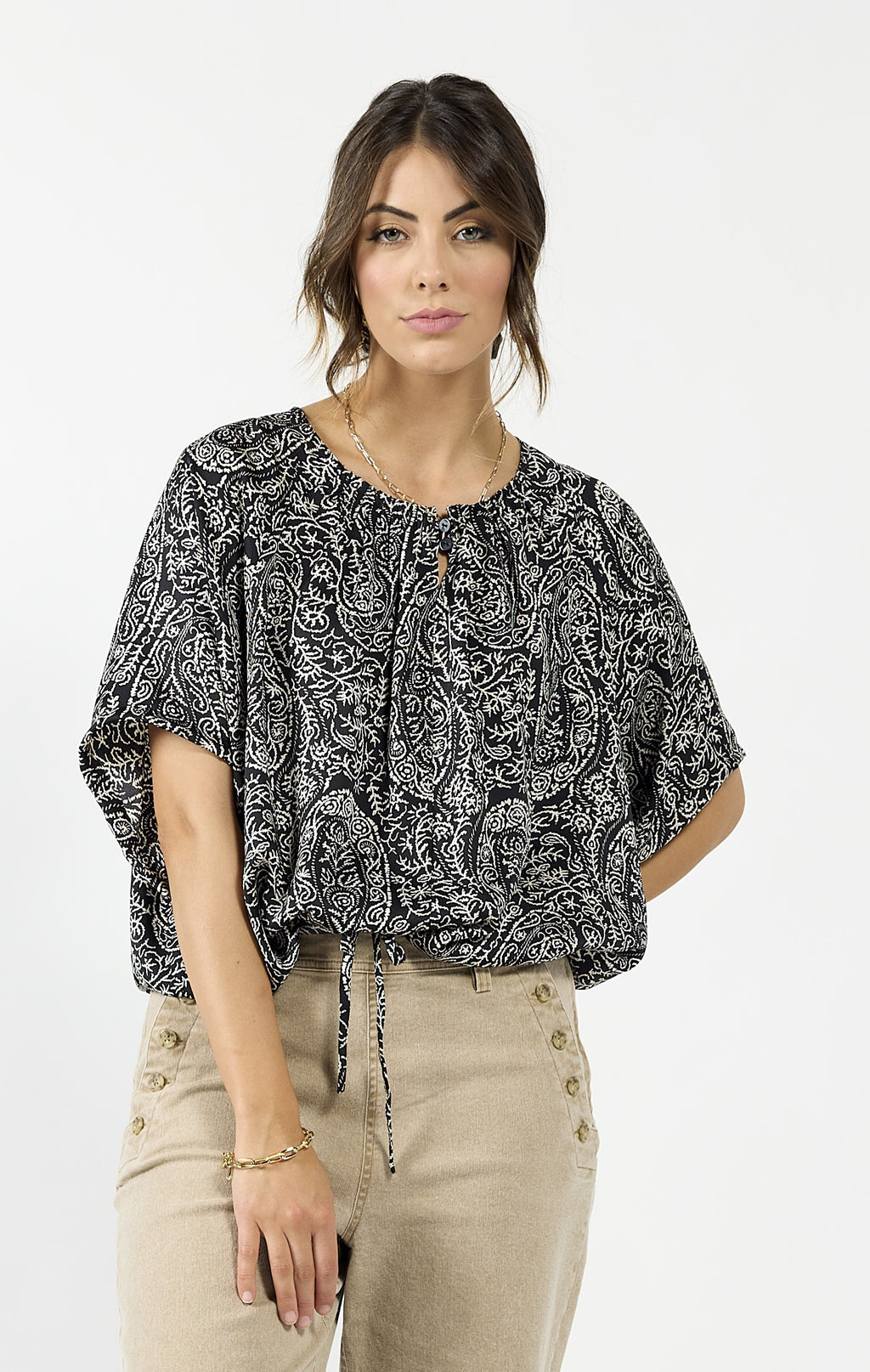 1293 - Liberty Top - Black Paisley