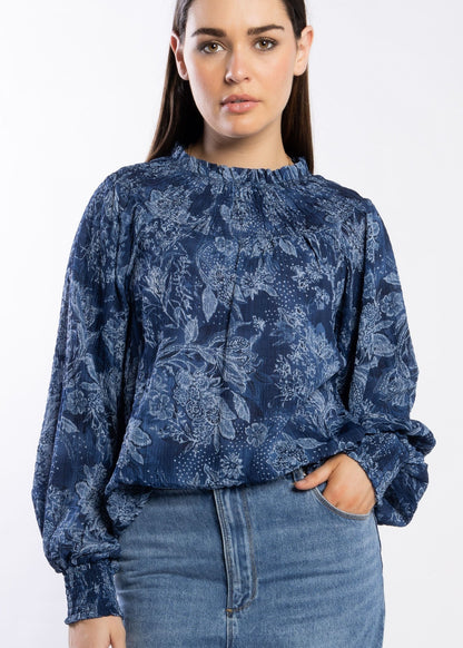 1299 - Karin Blouse - Blue Paisley