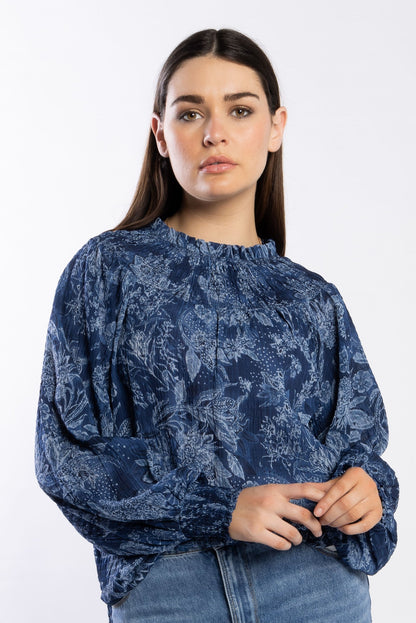 1299 - Karin Blouse - Blue Paisley