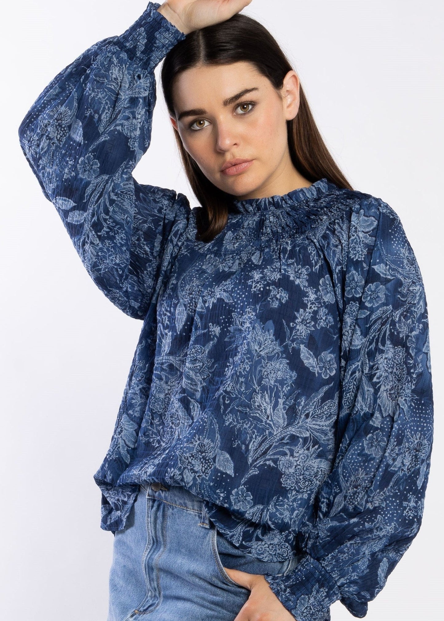 1299 - Karin Blouse - Blue Paisley