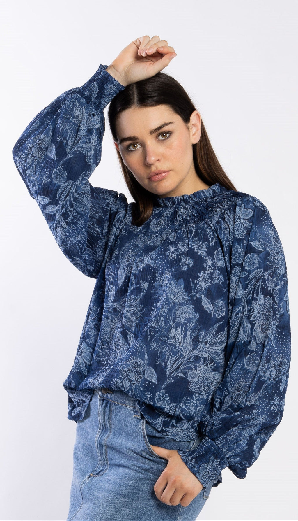 1299 - Karin Blouse - Blue Paisley