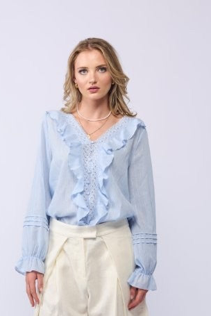 *NEW ARRIVAL* 1312 - Amelia Blouse - Soft Blue