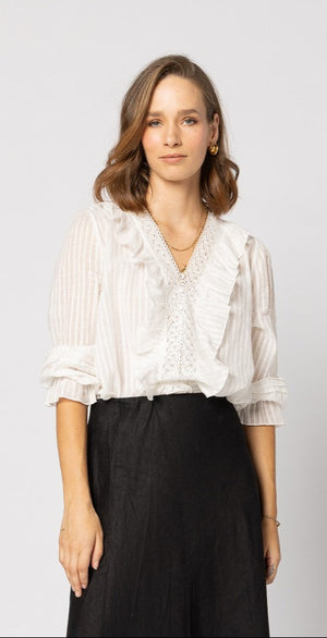 1312 - Amelia Blouse - Natural Stripe - PRE ORDER DUE OCT