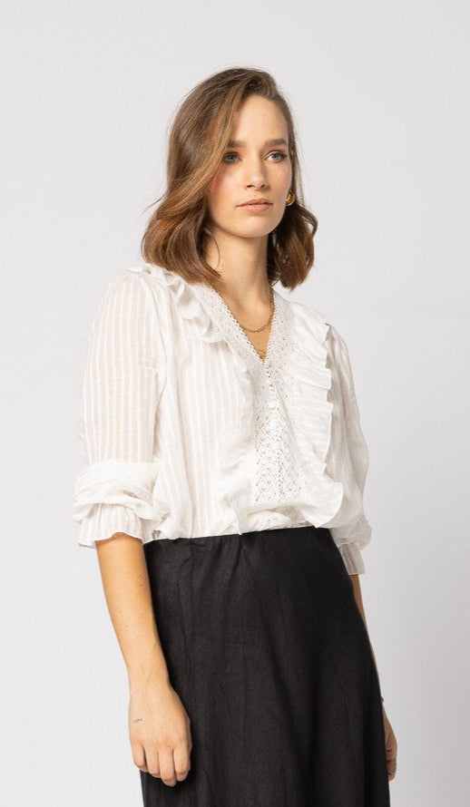 1312 - Amelia Blouse - Natural Stripe