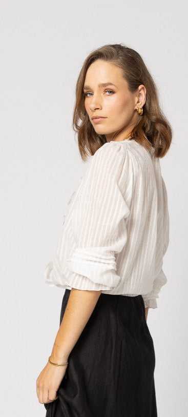 1312 - Amelia Blouse - Natural Stripe - PRE ORDER DUE OCT