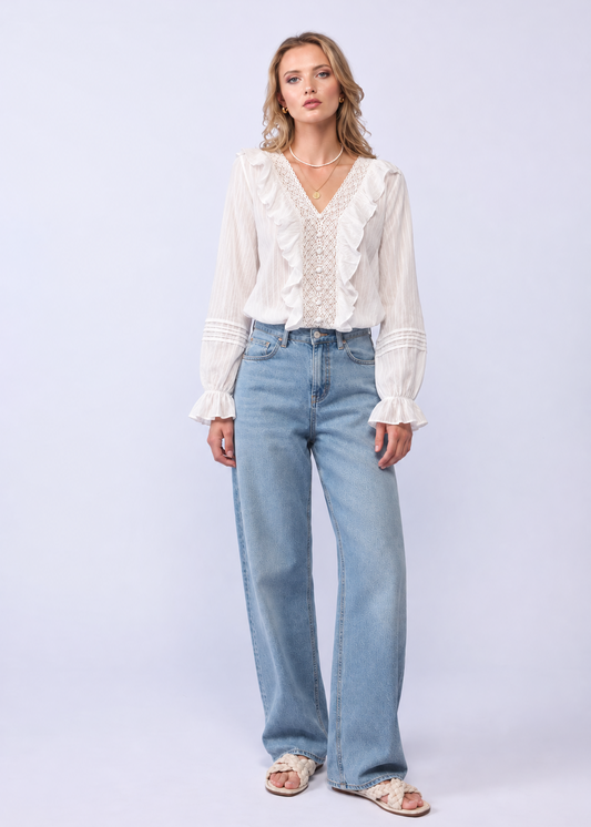 *NEW ARRIVAL* 1312 - Amelia Blouse LONG SLEEVE - White