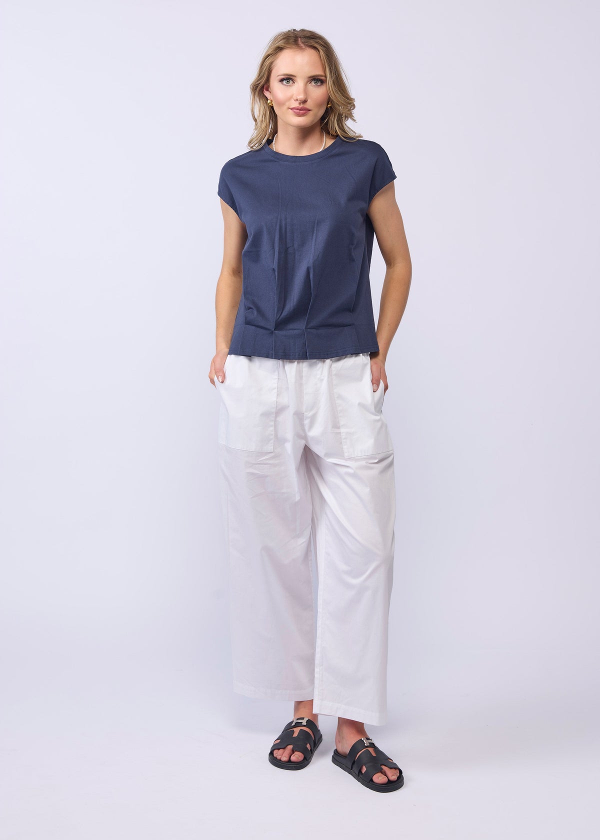 PLEAT ME TEE - NAVY