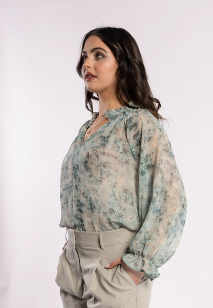 1322 - Bon Blouse - Fossil Print