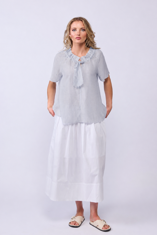ESME BLOUSE- POWDER STRIPE