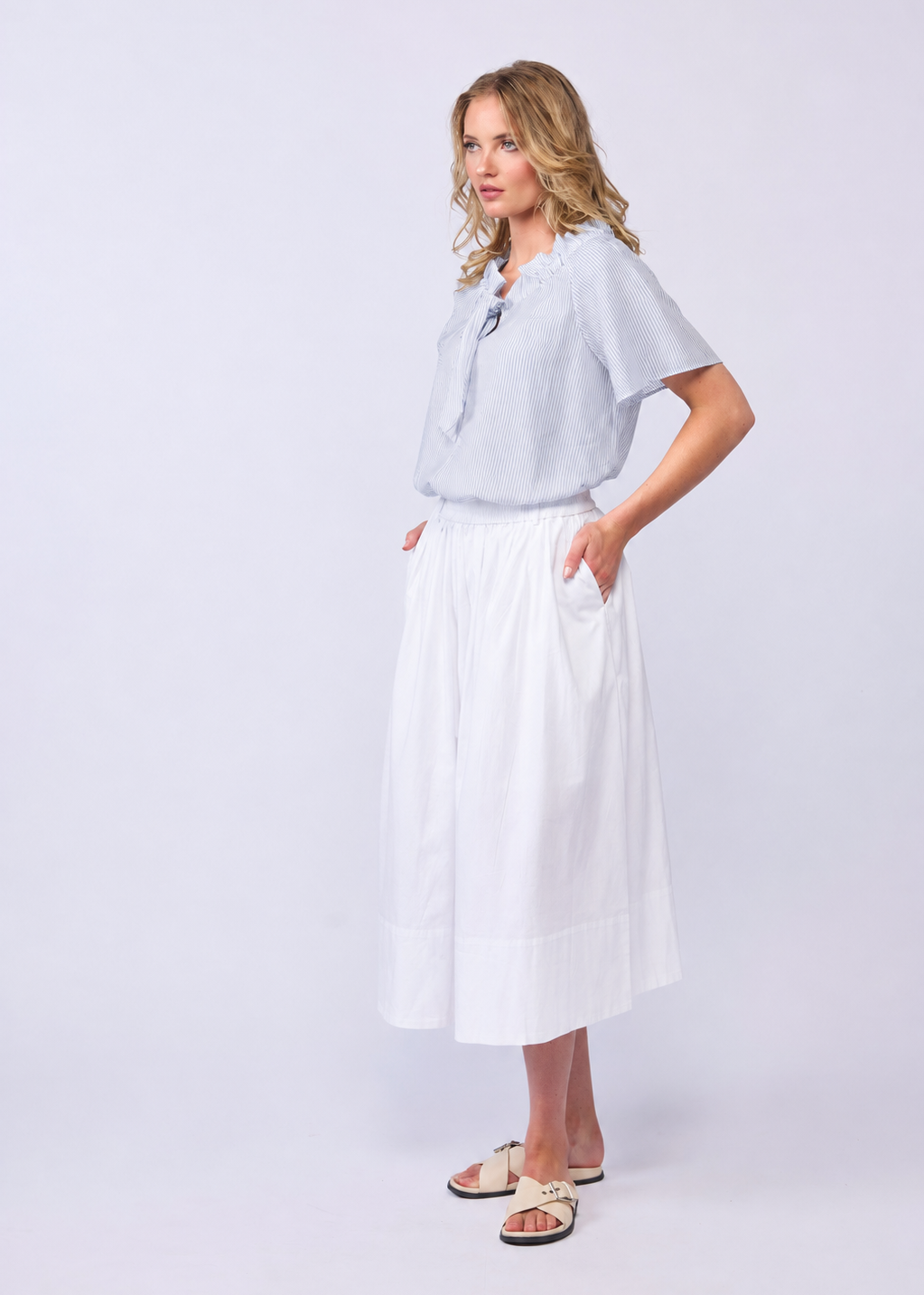 ESME BLOUSE- POWDER STRIPE