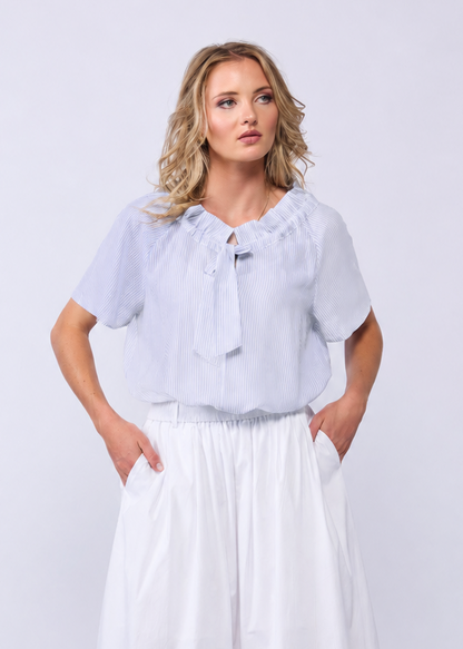 ESME BLOUSE- POWDER STRIPE