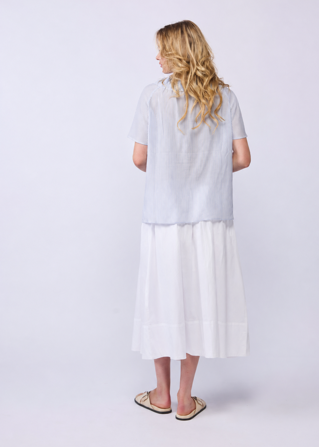 ESME BLOUSE- POWDER STRIPE