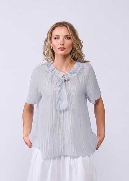 ESME BLOUSE- POWDER STRIPE