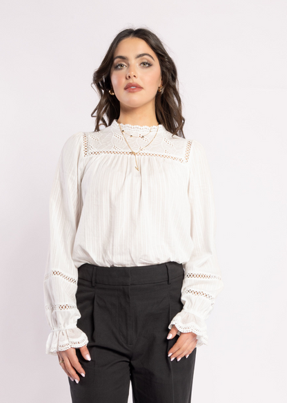 1329 - Bon Jour Blouse - White