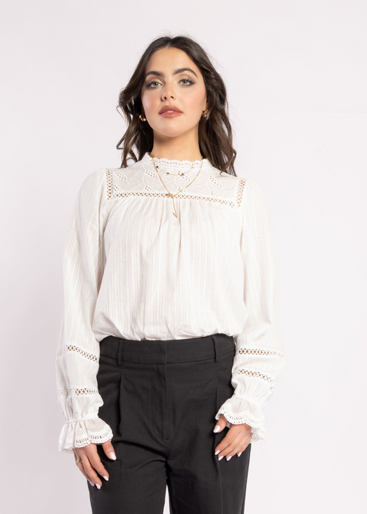 1329 - Bon Jour Blouse - White