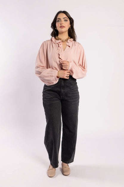 1330 - Cest La Vive Blouse - Dusky Pink