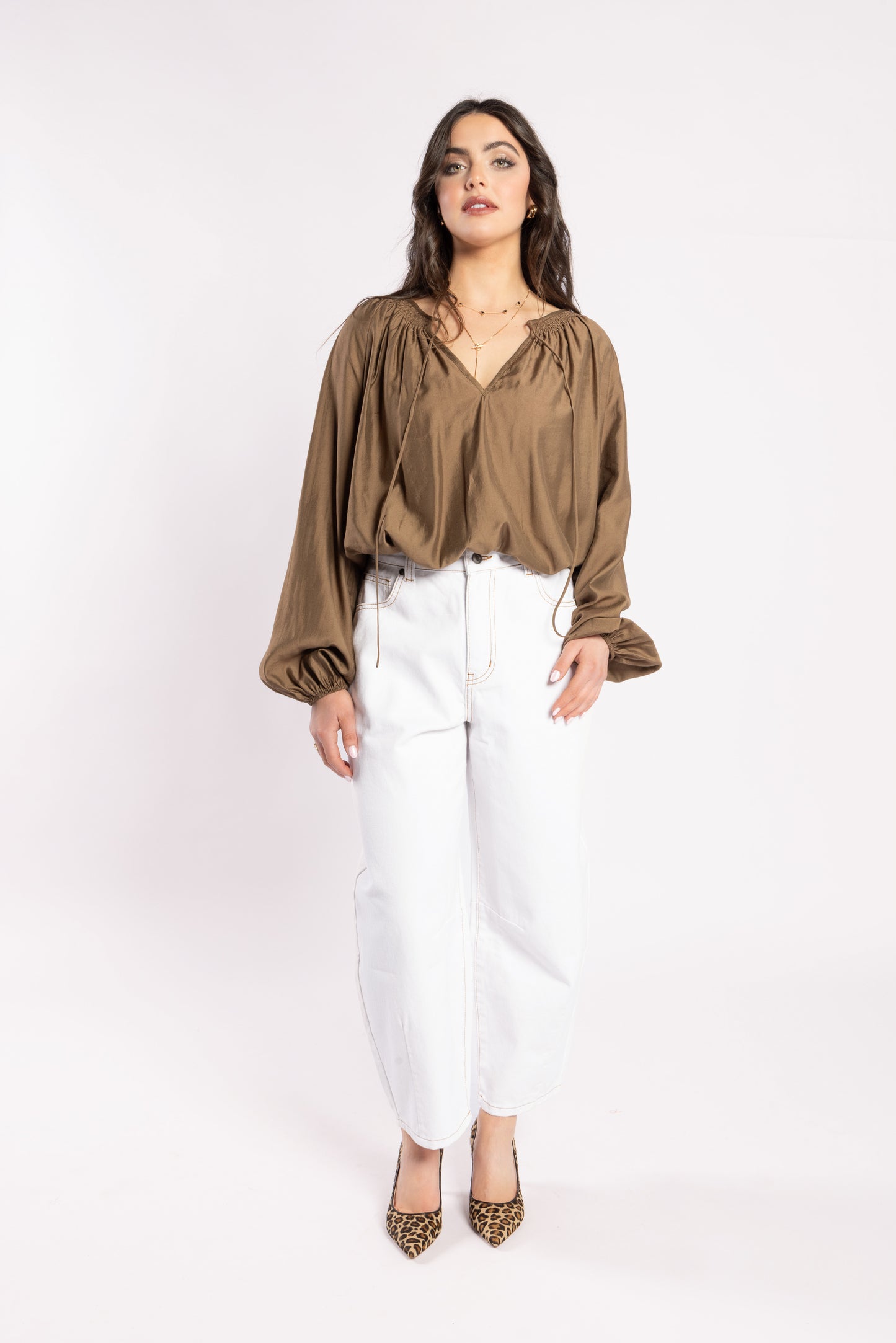 1340 - Ca Va Blouse - Coffee