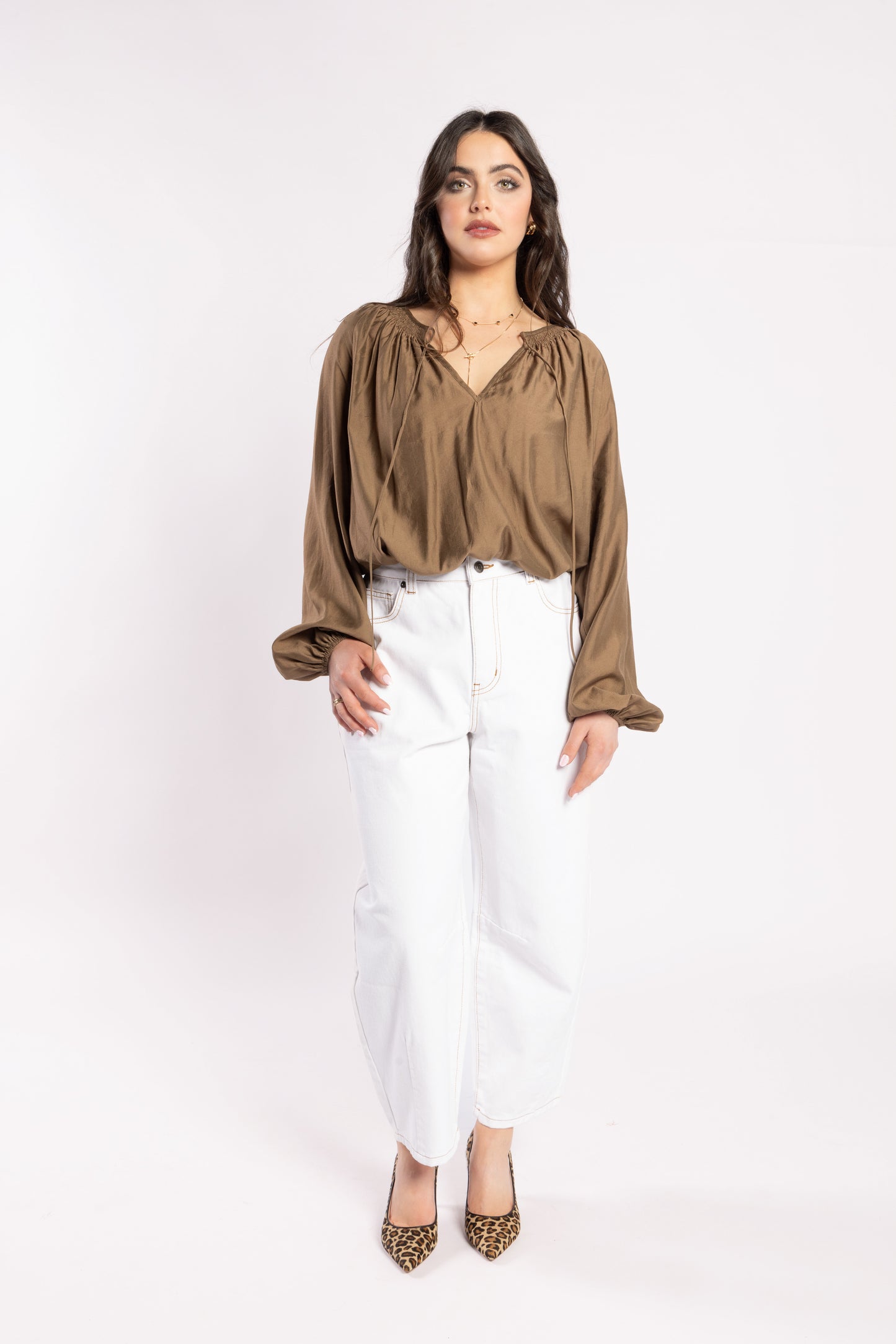 1340 - Ca Va Blouse - Coffee