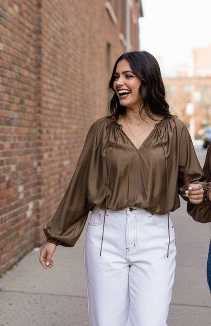 1340 - Ca Va Blouse - Coffee