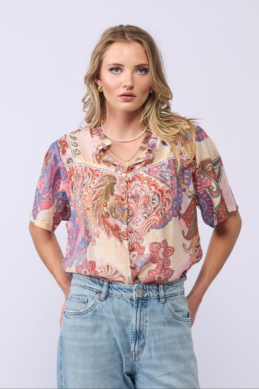 DALILA TOP - PINK PAISLEY
