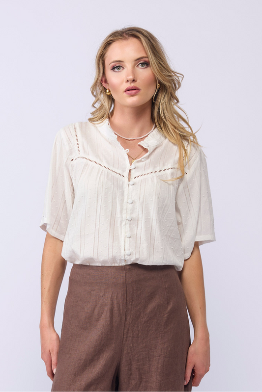 DALILA TOP - WHITE DOBBY