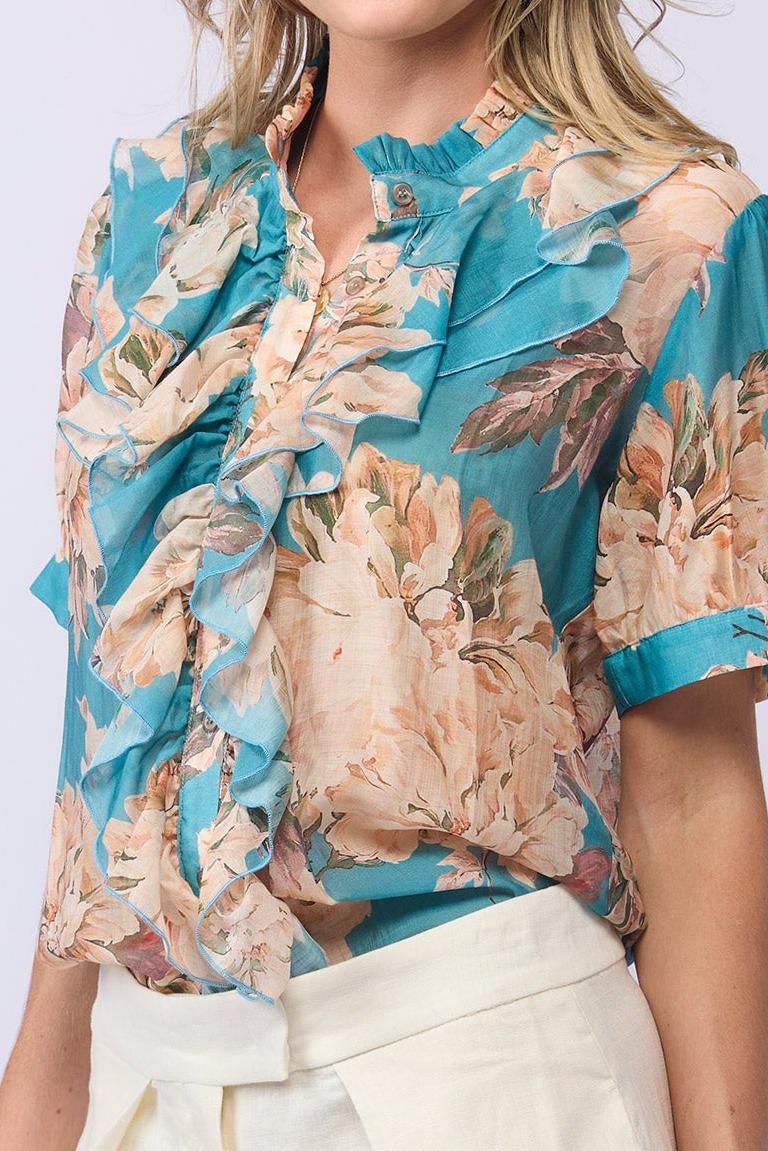 *NEW ARRIVAL* 1342 - Wish Blouse - Aqua Bloom