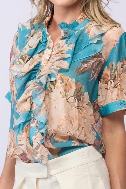 *NEW ARRIVAL* 1342 - Wish Blouse - Aqua Bloom