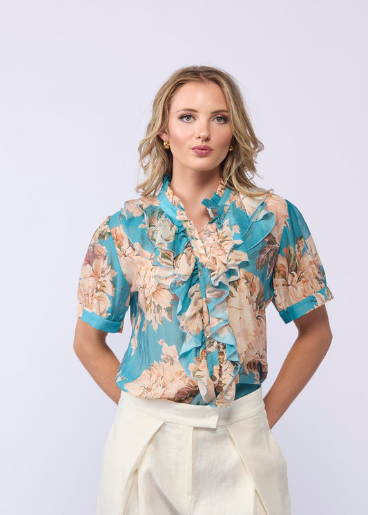 *NEW ARRIVAL* 1342 - Wish Blouse - Aqua Bloom