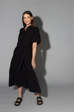 2051 - Gracie Dress - Black Jacquard Stripe