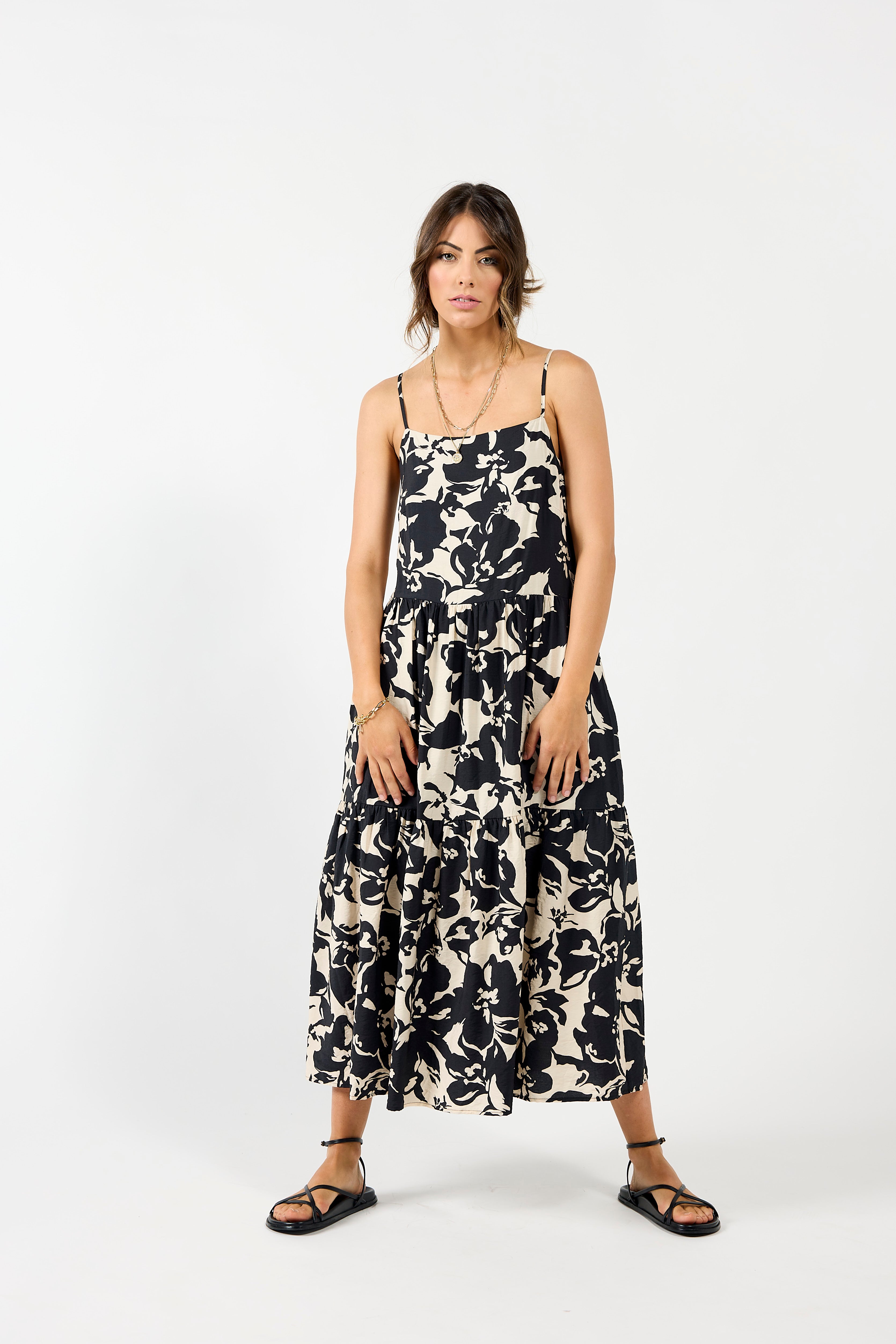 2057 - Hillary Dress - Mono Floral