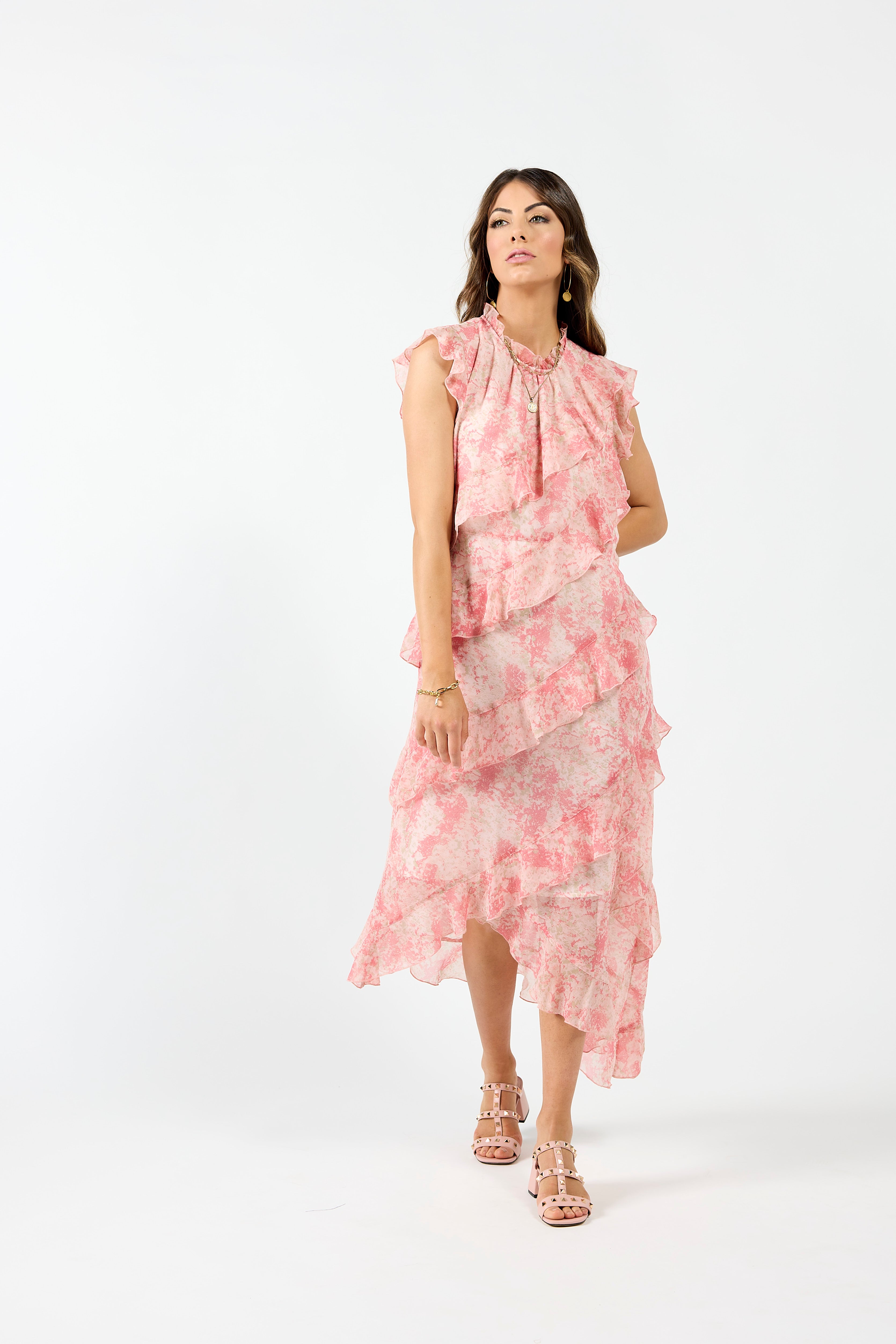 2085 - Freya Dress - Pink Marble