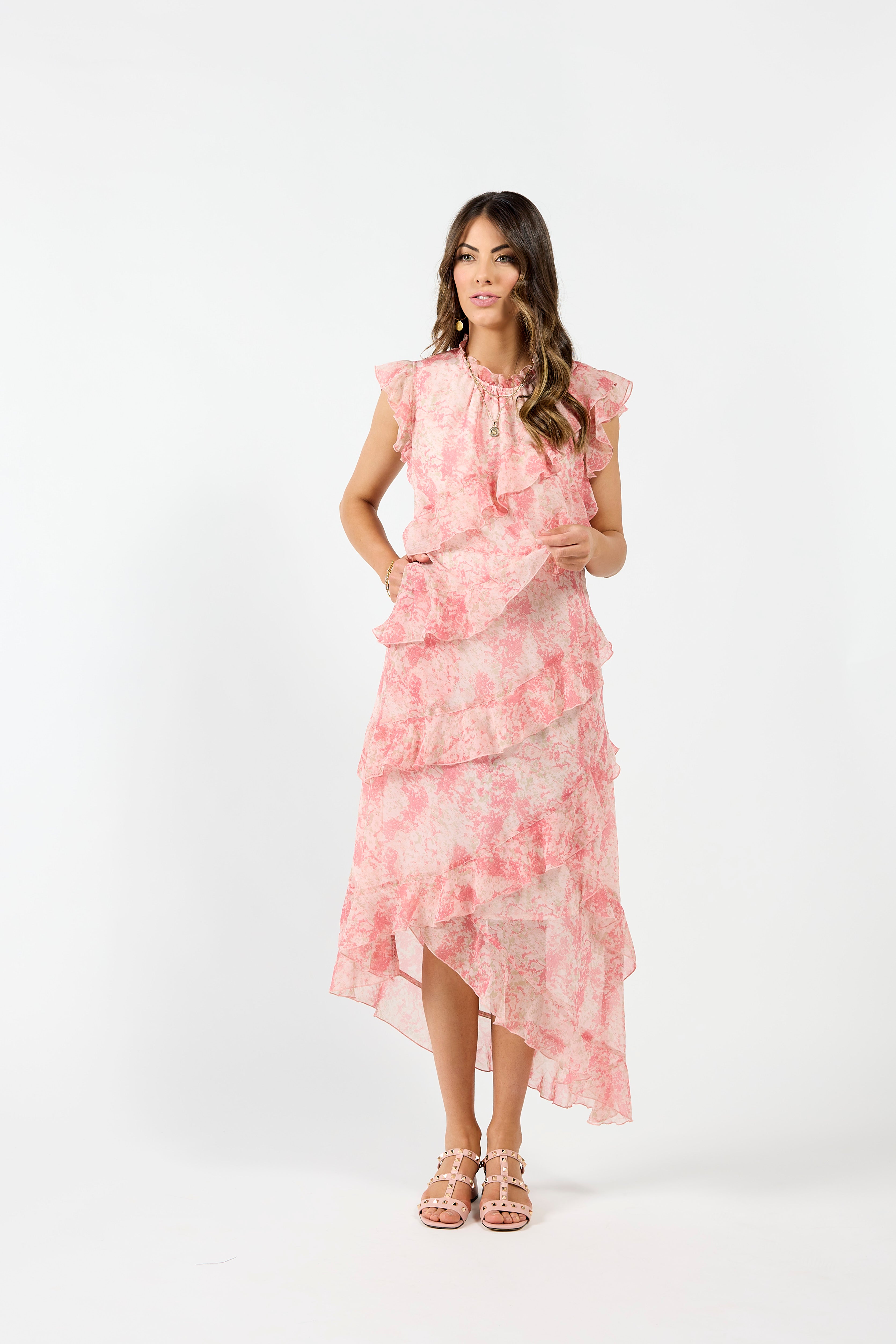 2085 - Freya Dress - Pink Marble