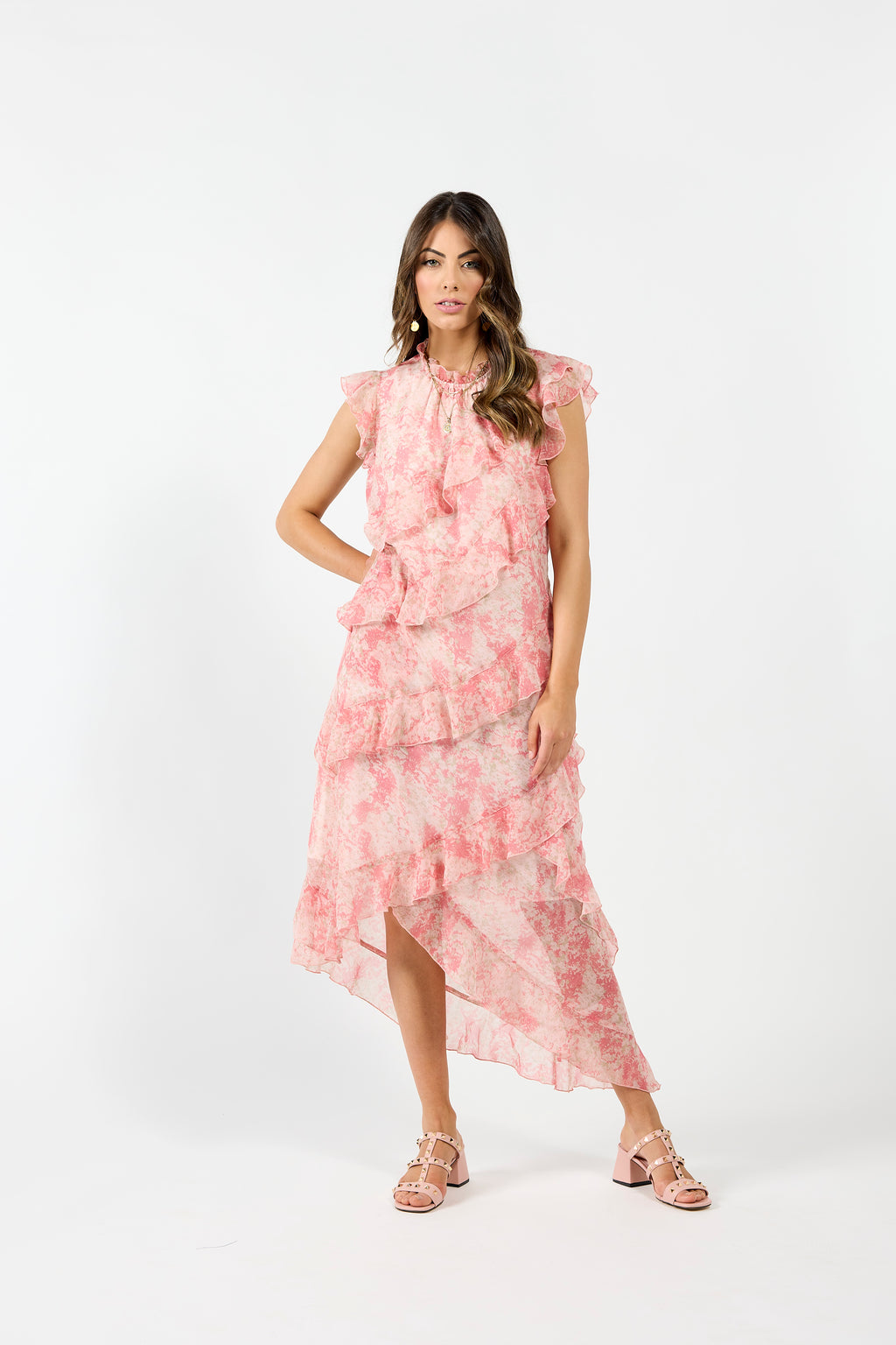 2085 - Freya Dress - Pink Marble