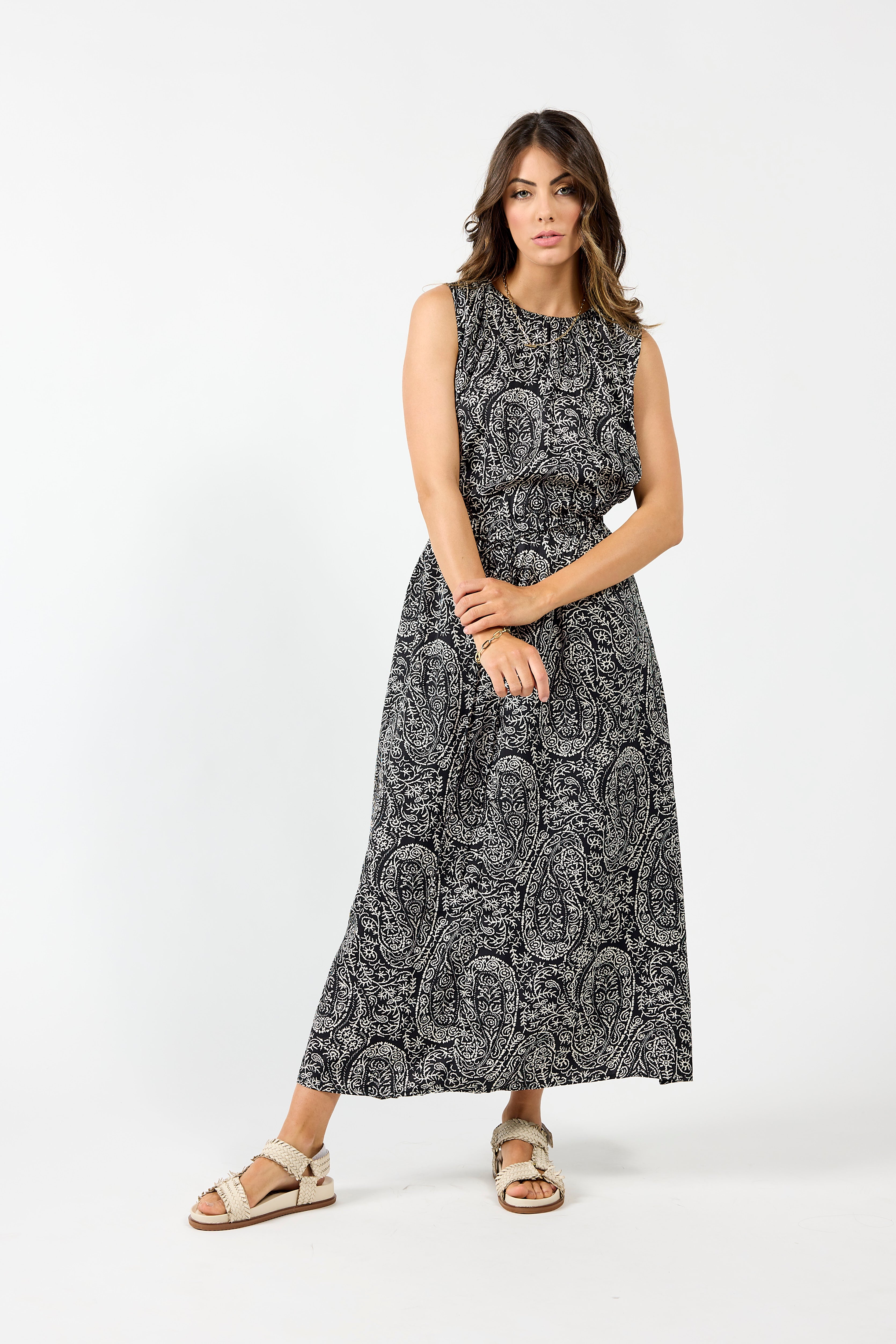 2133 - Union Dress - Black Paisley