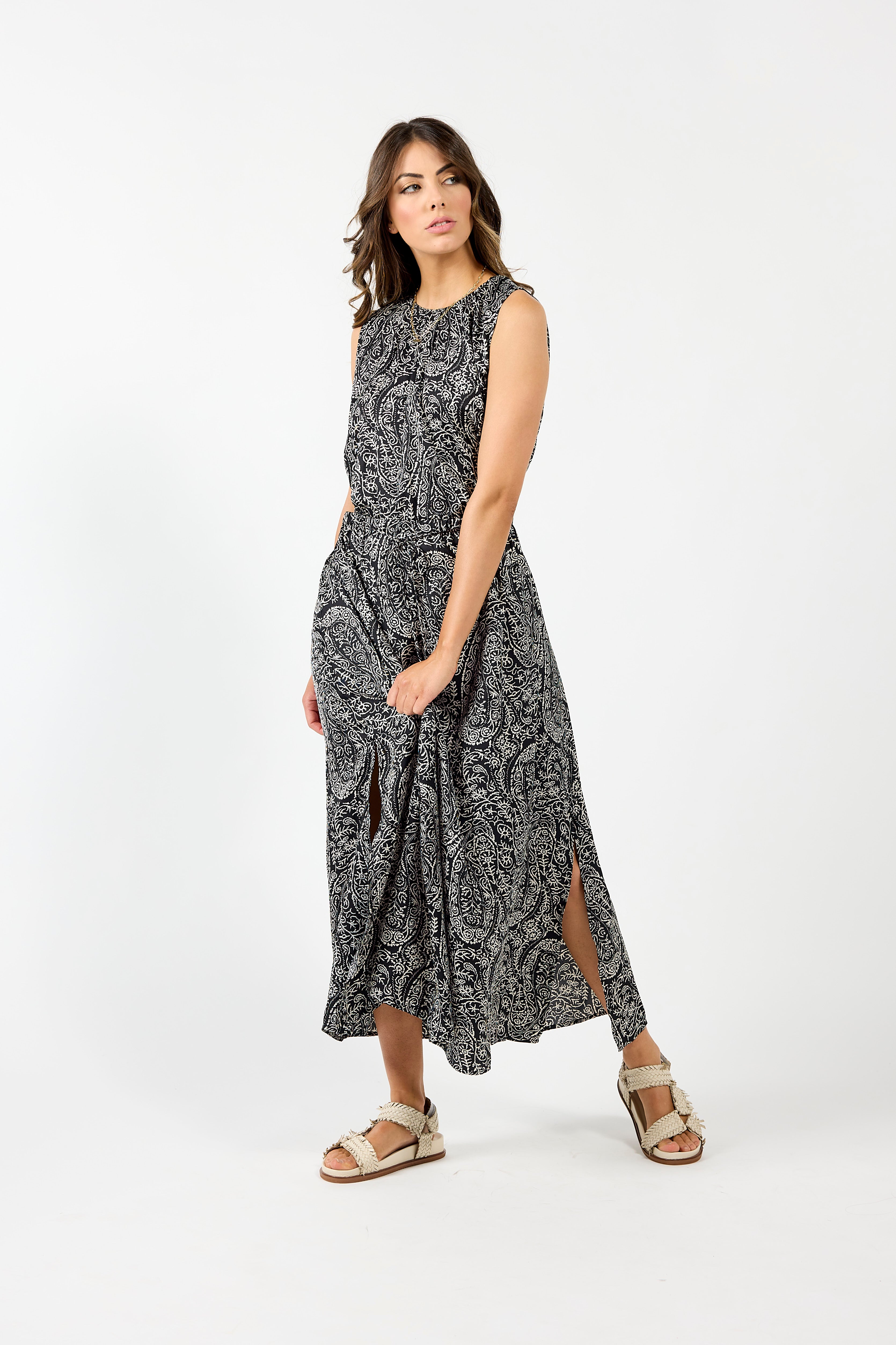 2133 - Union Dress - Black Paisley