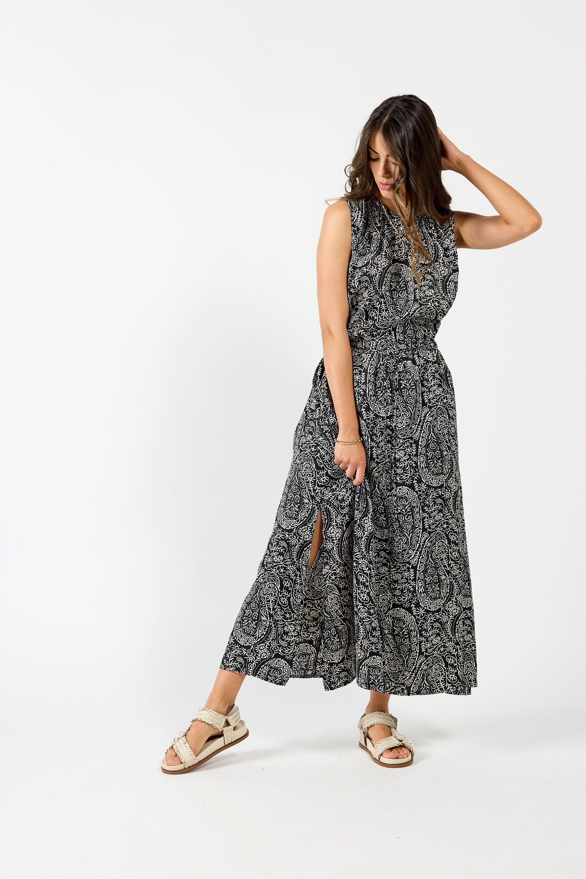 2133 - Union Dress - Black Paisley