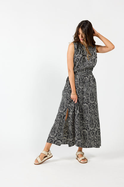 2133 - Union Dress - Black Paisley