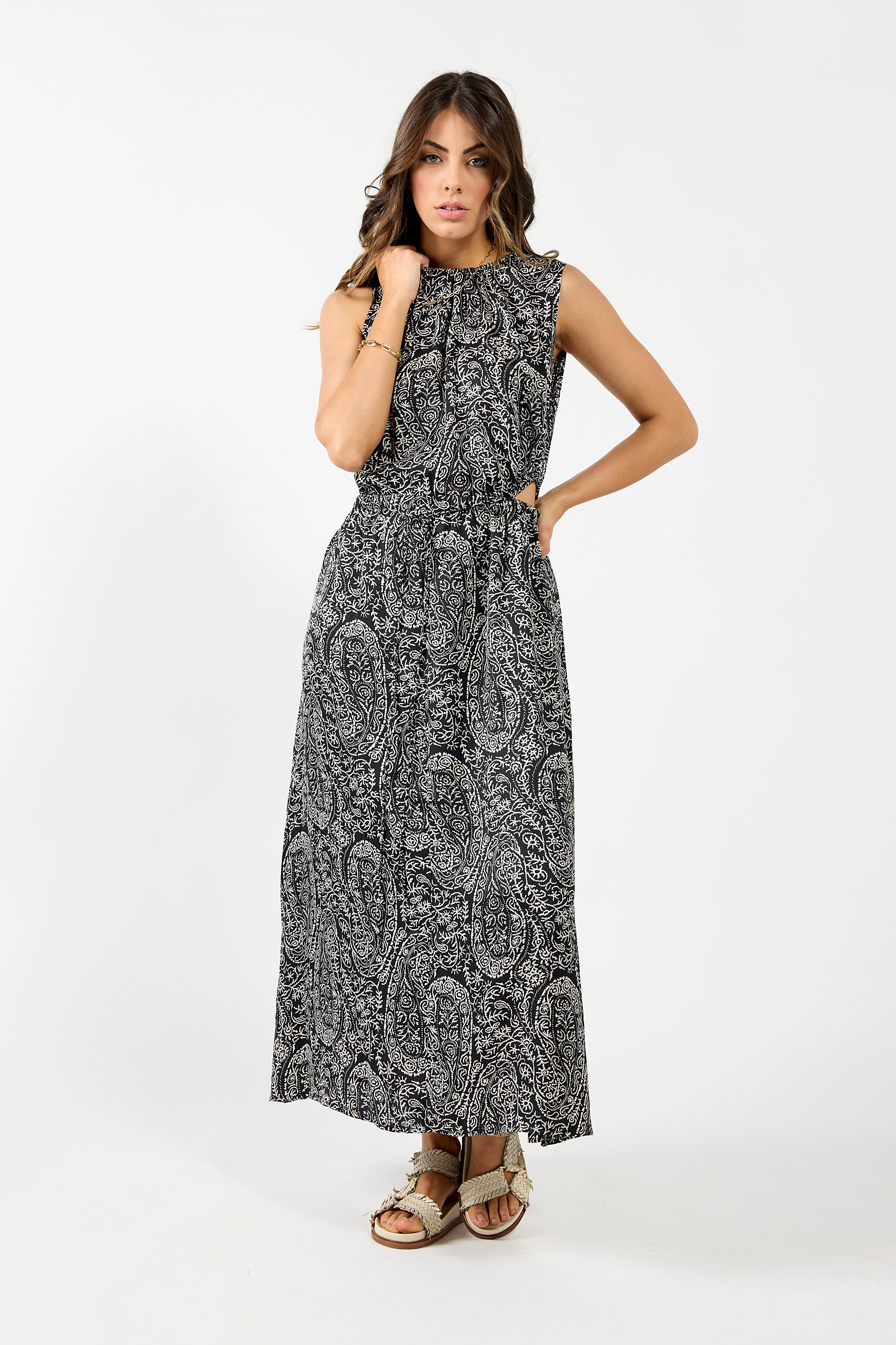 2133 - Union Dress - Black Paisley