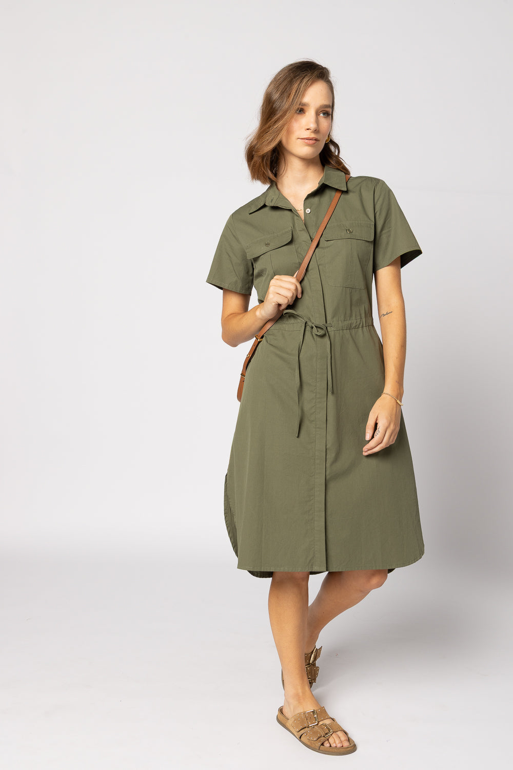2136 - Biddy Dress - Khaki - LAST ONE SIZE 8