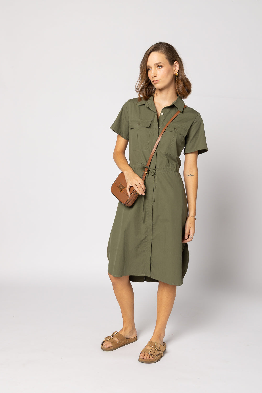 2136 - Biddy Dress - Khaki - LAST ONE SIZE 8