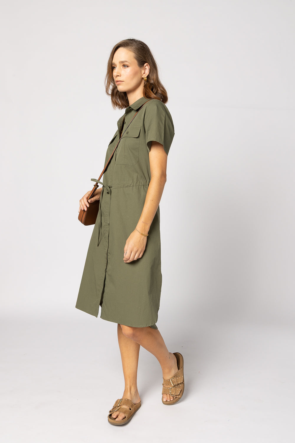 2136 - Biddy Dress - Khaki - LAST ONE SIZE 8