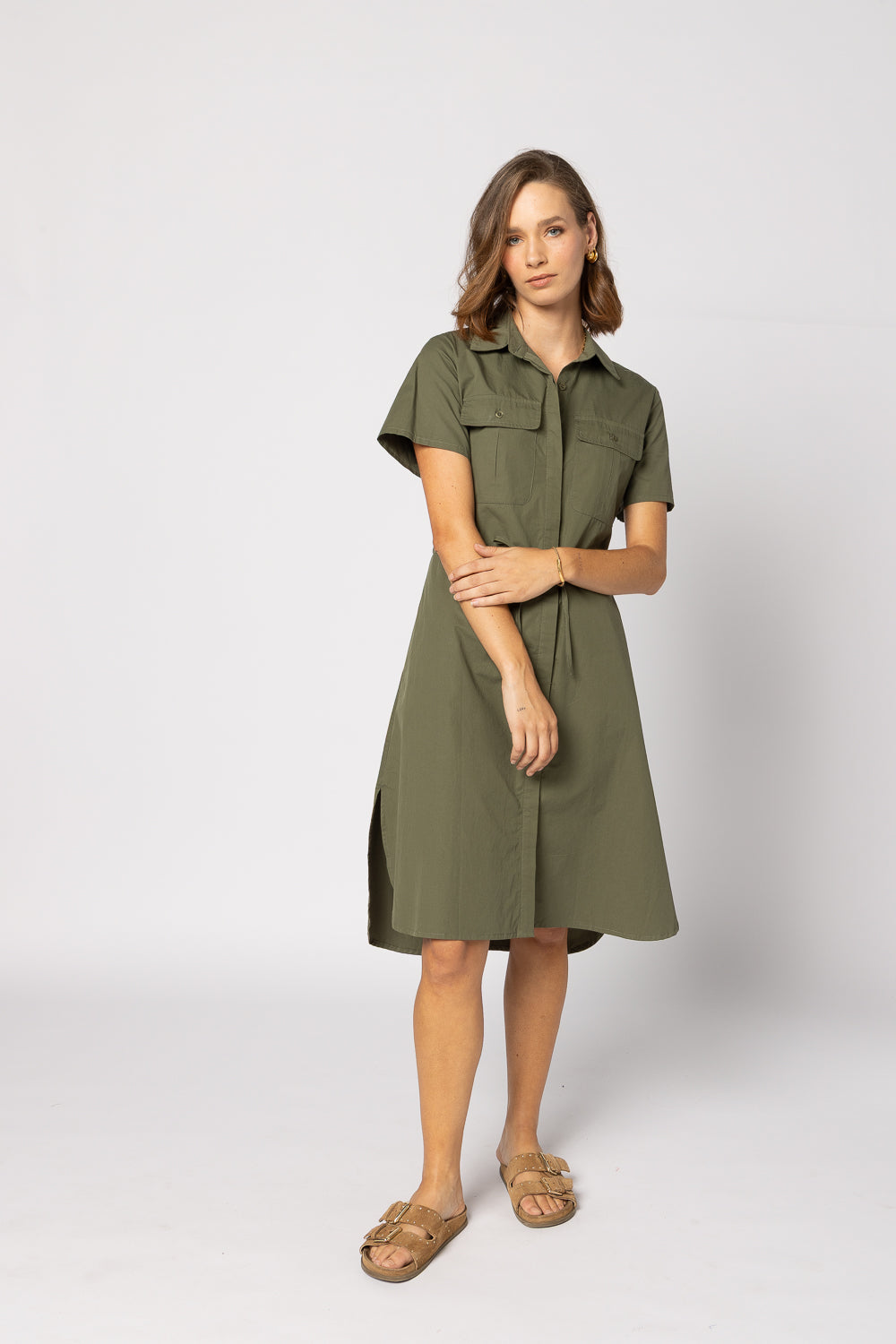2136 - Biddy Dress - Khaki - LAST ONE SIZE 8