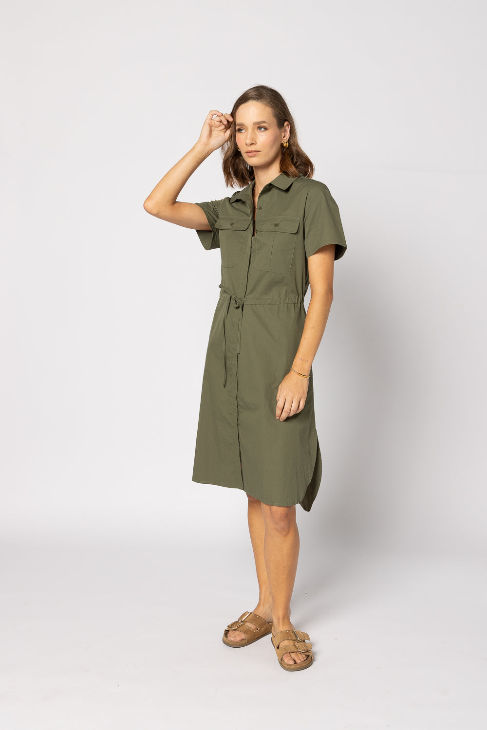 2136 - Biddy Dress - Khaki - LAST ONE SIZE 8