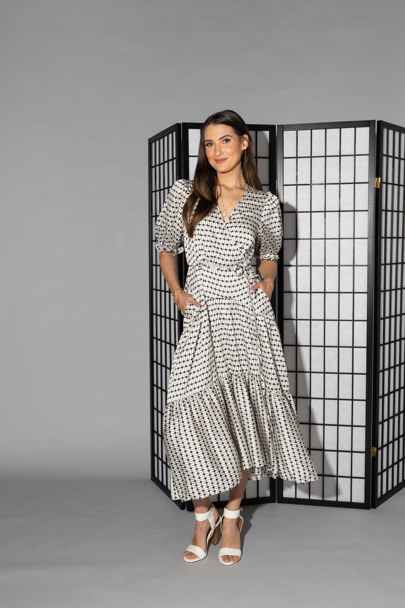 2149 - Macey Dress - Black/White Geo Print - Last one size 10