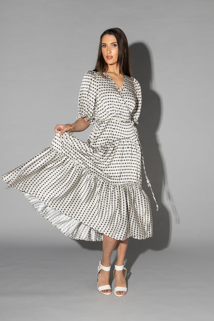 2149 - Macey Dress - Black/White Geo Print - Last one size 10