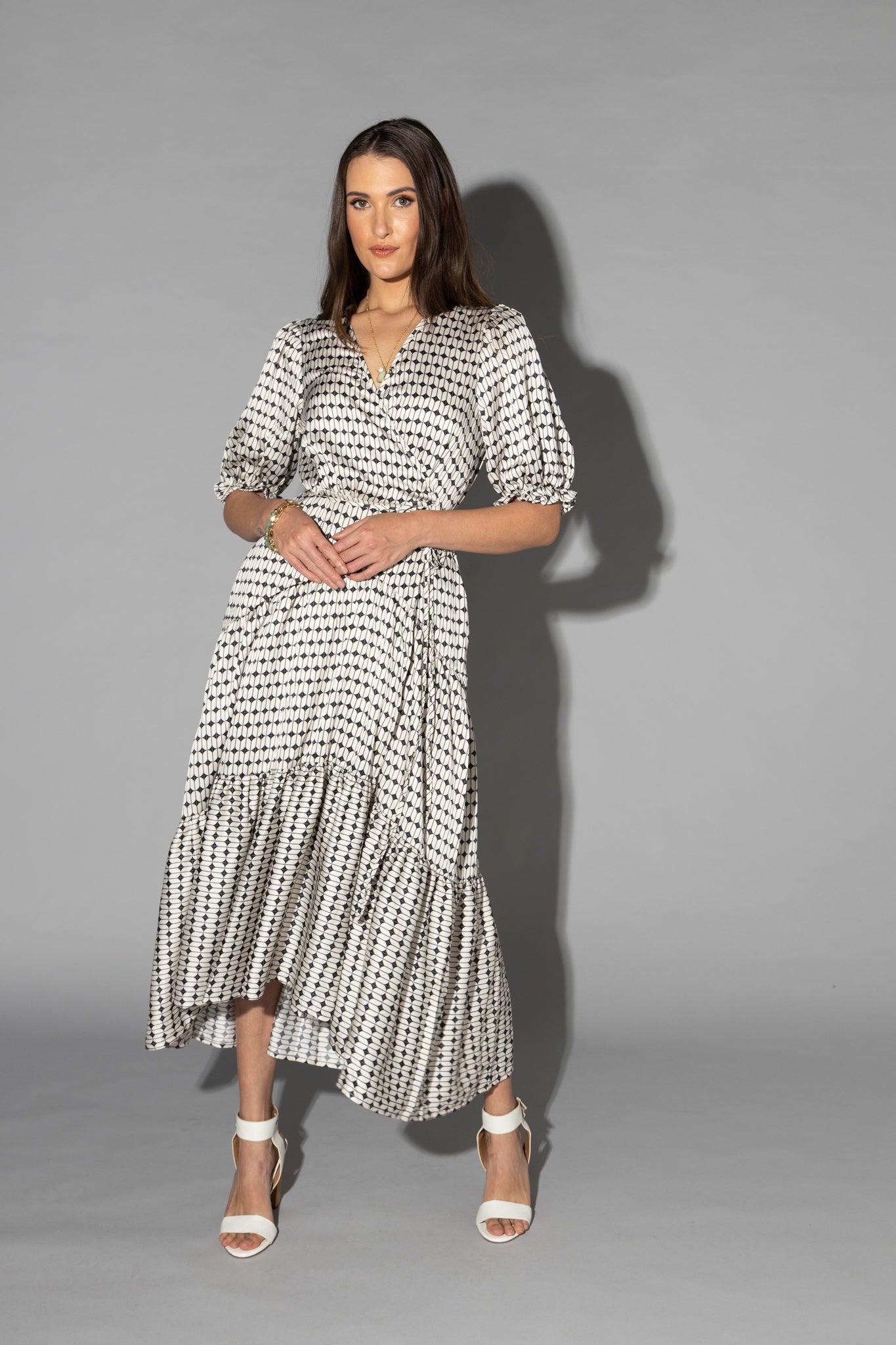 2149 - Macey Dress - Black/White Geo Print - Last one size 10