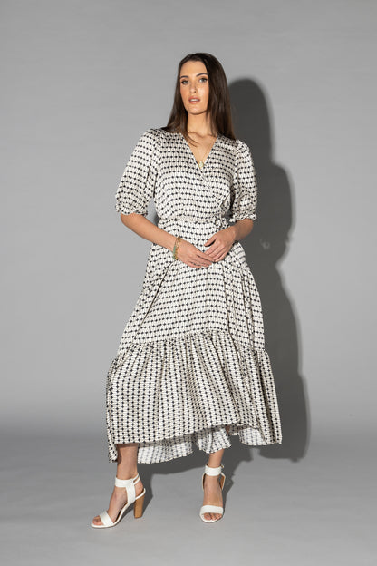 2149 - Macey Dress - Black/White Geo Print - Last one size 10