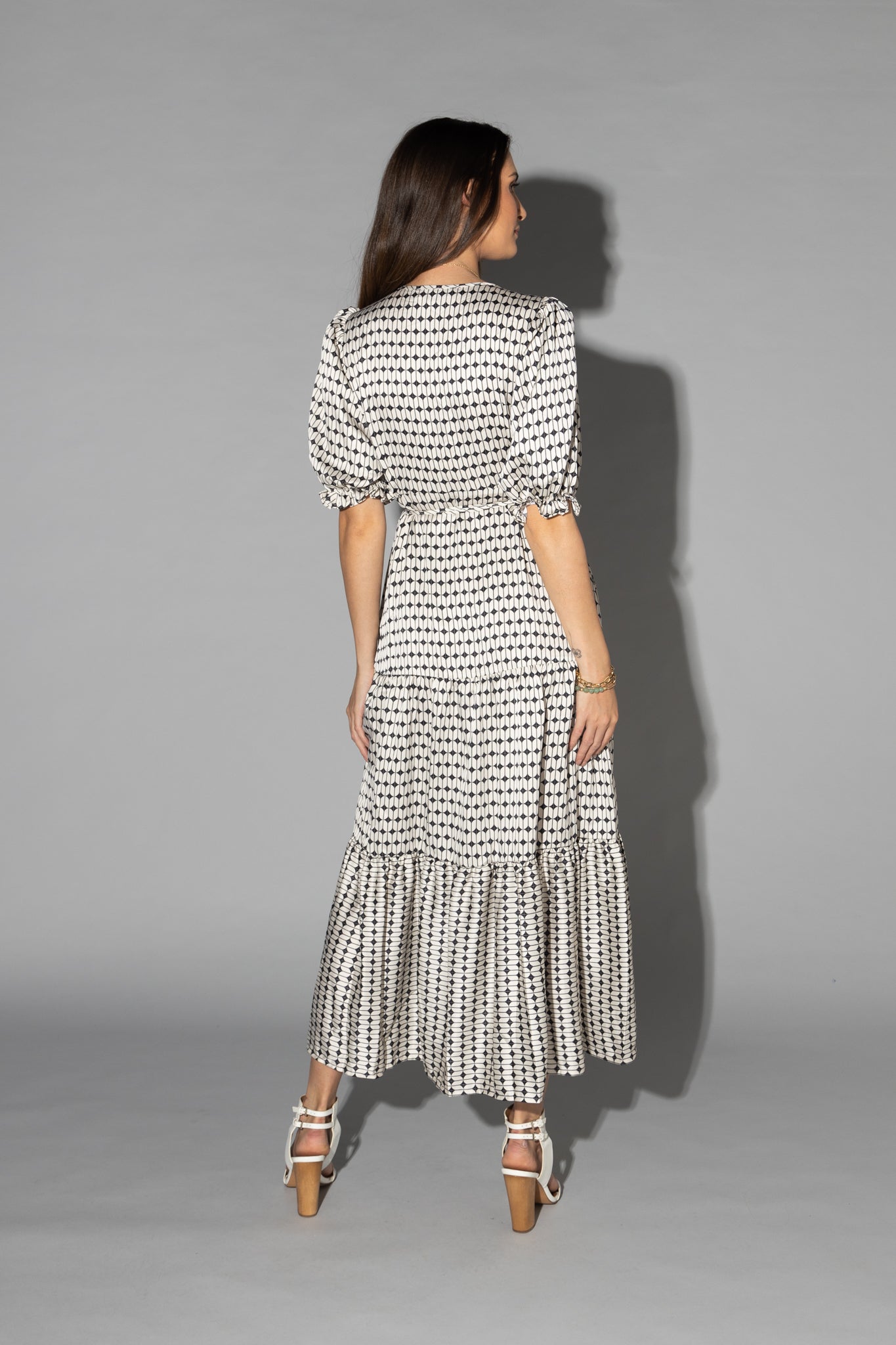 2149 - Macey Dress - Black/White Geo Print - Last one size 10