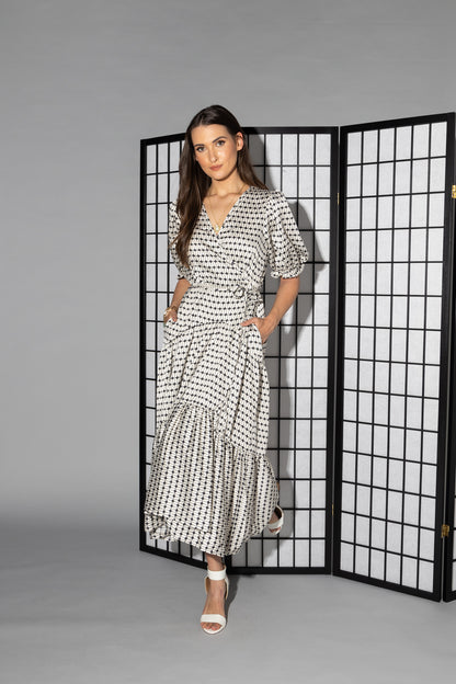 2149 - Macey Dress - Black/White Geo Print - Last one size 10